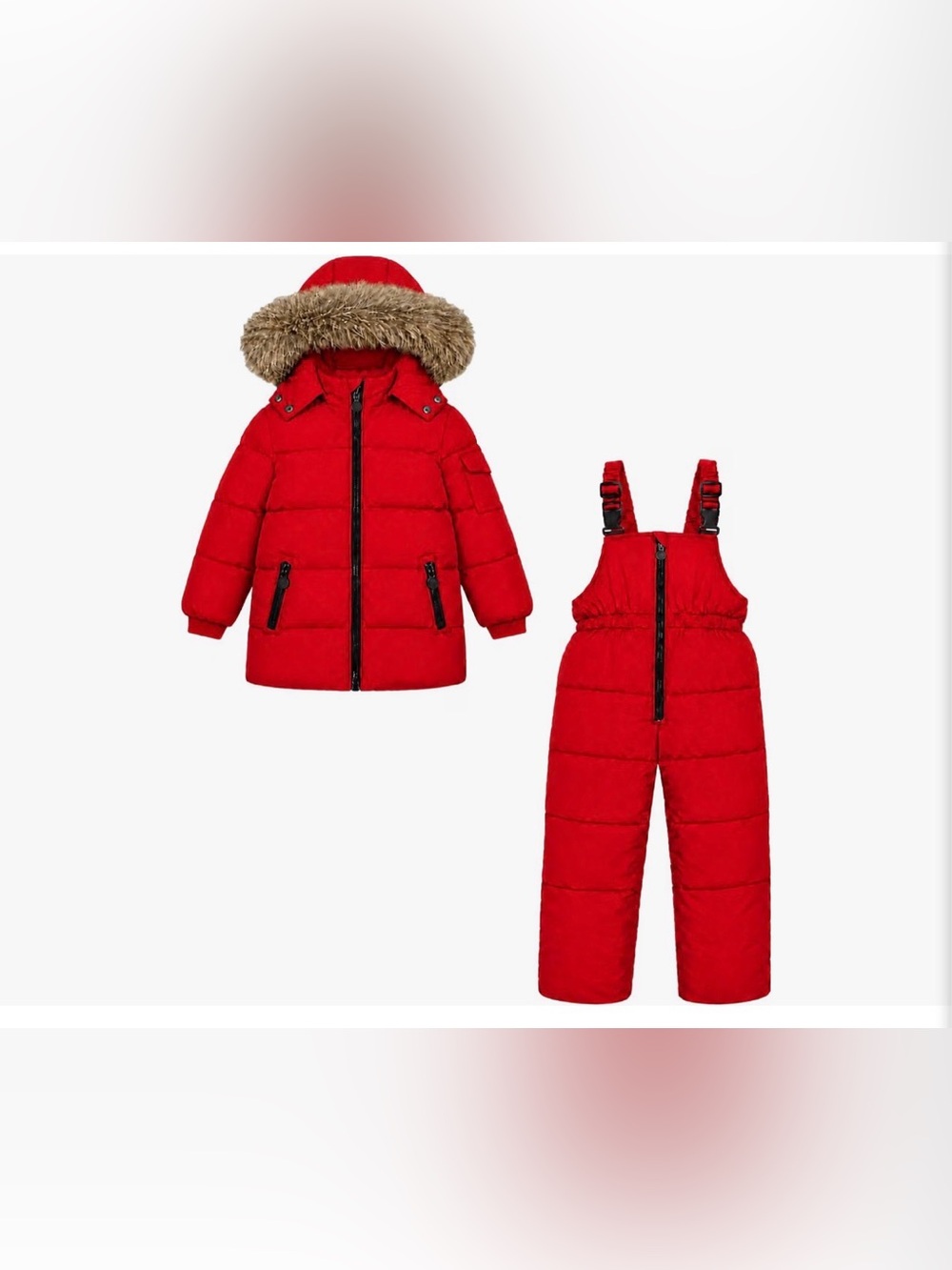 Kids Red Puffer Jacket and Snow Bib Set NEW 4-5T